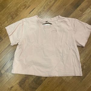 Cropped Light Pink Ripped Workout Top
